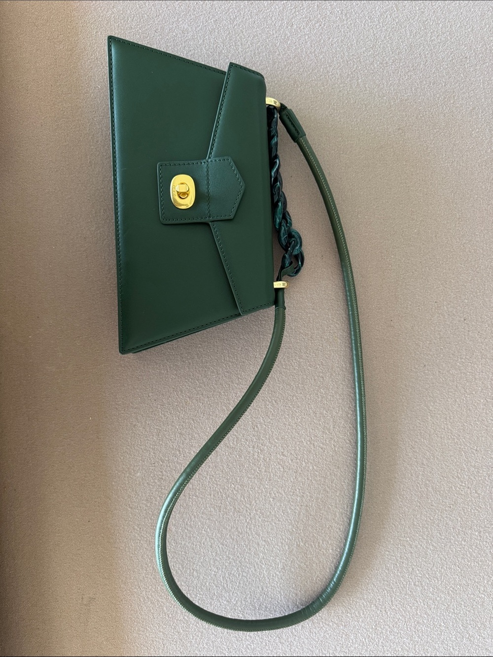 Apede 1.9 NYC Dark Green Envelope Crossbody Bag Leather